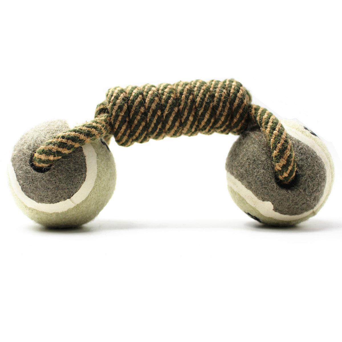 Pet Dental Dumbbell Rope Tennis Ball Chew Toy - Teeth Cleaning Fun