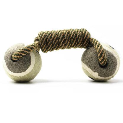 Pet Dental Dumbbell Rope Tennis Ball Chew Toy - Teeth Cleaning Fun