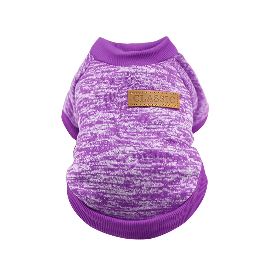 Pet Supplies Pet Dog Puppy Classic Sweater Sweater Clothes Warm Sweater Winter Purple