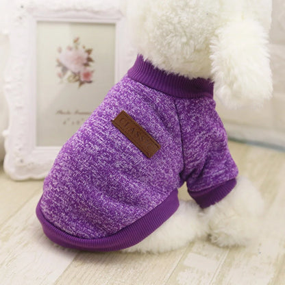 Pet Supplies Pet Dog Puppy Classic Sweater Sweater Clothes Warm Sweater Winter Purple