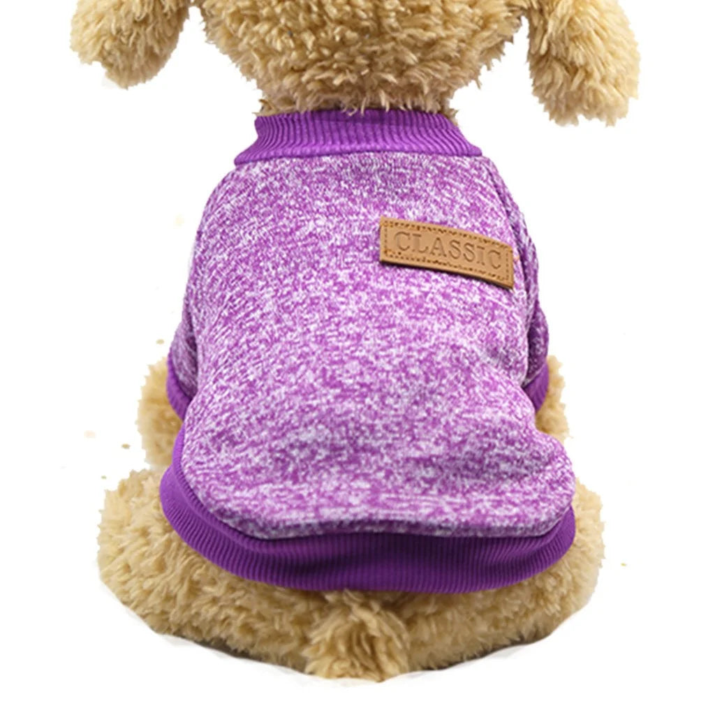 Pet Supplies Pet Dog Puppy Classic Sweater Sweater Clothes Warm Sweater Winter Purple