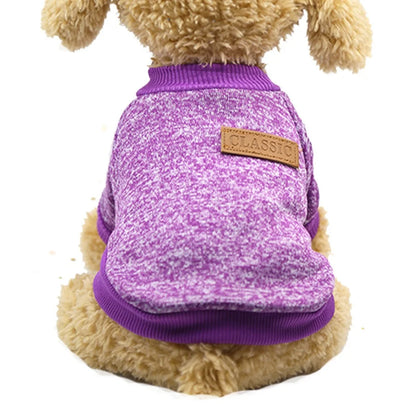 Pet Supplies Pet Dog Puppy Classic Sweater Sweater Clothes Warm Sweater Winter Purple
